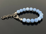 Natural Blue Opal Gemstone Bracelet, Pave Diamond Adjustable Bracelet, AAA Grade Blue Opal Jewelry, Gifts for Her