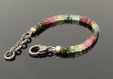 Genuine Multi Tourmaline Gemstone Bracelet, Pave Diamond Adjustable Bracelet, Tourmaline Jewelry, Gifts for Her