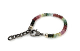 Genuine Multi Tourmaline Gemstone Bracelet, Pave Diamond Adjustable Bracelet, Tourmaline Jewelry, Gifts for Her