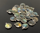7 Pcs Labradorite Gemstone Charms, Sterling Plated Bulk Charms, Wholesale Jewelry Findings, Jewelry Supplies, 18x15mm - 18.5x15.5mm