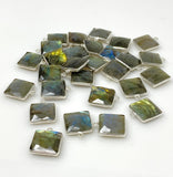 7 Pcs/ 10 Pcs Labradorite Gemstone Charms, Sterling Plated Bulk Charms, Wholesale Jewelry Findings, Jewelry Supplies, 18.5x15.5mm