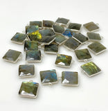 7 Pcs/ 10 Pcs Labradorite Gemstone Charms, Sterling Plated Bulk Charms, Wholesale Jewelry Findings, Jewelry Supplies, 18.5x15.5mm