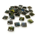 7 Pcs/ 10 Pcs Labradorite Gemstone Charms, Sterling Plated Bulk Charms, Wholesale Jewelry Findings, Jewelry Supplies, 18.5x15.5mm