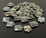 7 Pcs/ 10 Pcs Labradorite Gemstone Charms, Sterling Plated Bulk Charms, Wholesale Jewelry Findings, Jewelry Supplies, 18.5x15.5mm