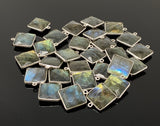 7 Pcs/ 10 Pcs Labradorite Gemstone Charms, Sterling Plated Bulk Charms, Wholesale Jewelry Findings, Jewelry Supplies, 18.5x15.5mm