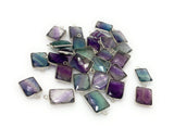 7 Pcs Fluorite Charms, Briolette Gemstone Charms, Silver Plated Jewelry Findings, Jewelry Supplies, 18.5x11.5mm