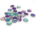 8 Pcs/ 10 Pcs Fluorite Charms, Briolette Gemstone Charms, Silver Plated Jewelry Findings, Jewelry Supplies, 18.5mm x 15.5mm