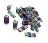 8 Pcs/ 10 Pcs Fluorite Charms, Gemstone Charms, Silver Plated Fluorite Bar Charms, Jewelry Supplies, 27.5x10mm - 29x10.5mm