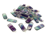 8 Pcs/ 10 Pcs Fluorite Charms, Gemstone Charms, Silver Plated Fluorite Bar Charms, Jewelry Supplies, 27.5x10mm - 29x10.5mm