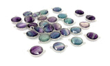7 Pcs Fluorite Connectors, Gemstone Connectors, Silver Plated Jewelry Findings, Jewelry Supplies, 21.5mm x 15.5mm
