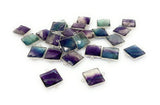 8 Pcs/ 10 Pcs Fluorite Connectors , Briolette Gemstone Charms , Silver Plated Jewelry Findings, Jewelry Supplies, 21x15mm - 21.5x15.5mm