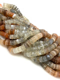 16” Natural Multi Moonstone Heishi Beads, Disc Gemstone Beads, Wholesale Beads, Multi Moonstone Tyre Beads, 6mm - 7mm