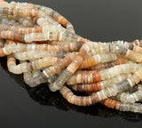 16” Natural Multi Moonstone Heishi Beads, Disc Gemstone Beads, Wholesale Beads, Multi Moonstone Tyre Beads, 6mm - 7mm