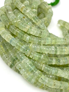 16" Prehnite Heishi Gemstone Beads, Natural Prehnite Disc Bulk Beads, Wholesale Jewelry Supplies for DIY Jewelry Making