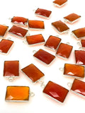 5 Pcs / 10Pcs Natural Carnelian Gemstone Charms, Silver Plated Charms , Wholesale Jewelry Findings, Jewelry Supplies