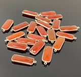 Natural Carnelian Gemstone Charms, Silver Plated Charms , Wholesale Jewelry Findings, Jewelry Supplies, Bar Shape Charms, 10Pcs/12 Pcs
