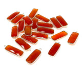 Natural Carnelian Gemstone Charms, Silver Plated Charms , Wholesale Jewelry Findings, Jewelry Supplies, Bar Shape Charms, 10Pcs/12 Pcs