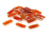 Natural Carnelian Gemstone Charms, Silver Plated Charms , Wholesale Jewelry Findings, Jewelry Supplies, Bar Shape Charms, 10Pcs/12 Pcs