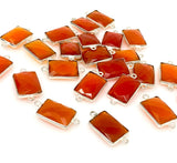 Natural Carnelian Gemstone Connectors, Silver Plated Links , Wholesale Jewelry Findings, Jewelry Supplies, 6 Pcs