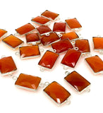 Natural Carnelian Gemstone Connectors, Silver Plated Links , Wholesale Jewelry Findings, Jewelry Supplies, 6 Pcs