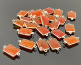 Natural Carnelian Gemstone Connectors, Silver Plated Links , Wholesale Jewelry Findings, Jewelry Supplies, 6 Pcs