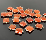 Natural Carnelian Gemstone Connectors, Silver Plated Links , Wholesale Jewelry Findings, Jewelry Supplies, 21.5x15.5mm, 6 Pcs