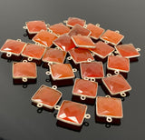 Natural Carnelian Gemstone Connectors, Silver Plated Links , Wholesale Jewelry Findings, Jewelry Supplies, 21.5x15.5mm, 6 Pcs