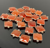 Natural Carnelian Gemstone Connectors, Silver Plated Links , Wholesale Jewelry Findings, Jewelry Supplies, 21.5x15.5mm, 6 Pcs