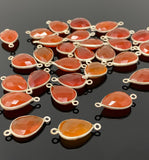 9 Pcs /10 Pcs Natural Carnelian Gemstone Connectors, Silver Plated Connectors , Wholesale Jewelry Findings, Jewelry Supplies, 21.65 x 11.5mm