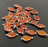 9 Pcs /10 Pcs Natural Carnelian Gemstone Connectors, Silver Plated Connectors , Wholesale Jewelry Findings, Jewelry Supplies, 21.65 x 11.5mm