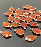 9 Pcs /10 Pcs Natural Carnelian Gemstone Connectors, Silver Plated Connectors , Wholesale Jewelry Findings, Jewelry Supplies, 21.65 x 11.5mm