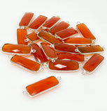Natural Carnelian Gemstone Connectors, Silver Plated Connectors , Wholesale Jewelry Findings, Jewelry Supplies, 9 Pcs /10 Pcs