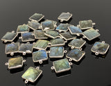Labradorite Connectors, Silver Plated Gemstone Connectors, Labradorite Links, Bulk Wholesale Jewelry Supplies