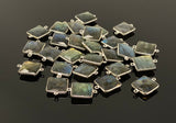 Labradorite Connectors, Silver Plated Gemstone Connectors, Labradorite Links, Bulk Wholesale Jewelry Supplies