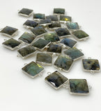 Labradorite Connectors, Silver Plated Gemstone Connectors, Labradorite Links, Bulk Wholesale Jewelry Supplies