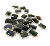 Labradorite Connectors, Silver Plated Gemstone Connectors, Labradorite Links, Bulk Wholesale Jewelry Supplies