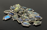 Labradorite Connectors, Silver Plated Gemstone Connectors, Labradorite Links, Bulk Wholesale Jewelry Supplies