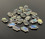 Labradorite Connectors, Silver Plated Gemstone Connectors, Labradorite Links, Bulk Wholesale Jewelry Supplies
