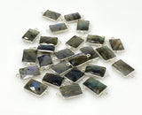 Labradorite Connectors, Silver Plated Gemstone Connectors, Labradorite Links, Bulk Wholesale Jewelry Supplies