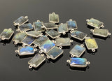 Labradorite Connectors, Silver Plated Gemstone Connectors, Labradorite Links, Bulk Wholesale Jewelry Supplies