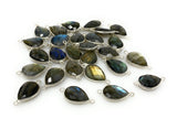 Labradorite Connectors, Silver Plated Gemstone Connectors, Labradorite Links, Bulk Wholesale Jewelry Supplies, 21.5mm x 11.5mm, 7 Pcs Lot