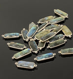 10Pcs / 13 Pcs Labradorite Connectors, Silver Plated Gemstone Connectors, Labradorite Links, Bulk Wholesale Jewelry Supplies