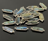 10Pcs / 13 Pcs Labradorite Connectors, Silver Plated Gemstone Connectors, Labradorite Links, Bulk Wholesale Jewelry Supplies