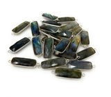 10Pcs / 13 Pcs Labradorite Connectors, Silver Plated Gemstone Connectors, Labradorite Links, Bulk Wholesale Jewelry Supplies