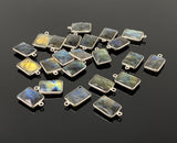 10 Pcs/ 13 Pcs Labradorite Gemstone Charms, Sterling Plated Bulk Charms, Wholesale Jewelry Findings, Jewelry Supplies, 18x11mm - 18.5x11.5m