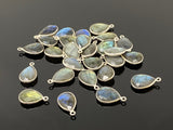 7 Pcs/ 10 Pcs Labradorite Gemstone Charms, Sterling Plated Bulk Charms, Wholesale Jewelry Findings, Jewelry Supplies, 18.5x15.5mm