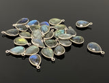 7 Pcs/ 10 Pcs Labradorite Gemstone Charms, Sterling Plated Bulk Charms, Wholesale Jewelry Findings, Jewelry Supplies, 18.5x15.5mm