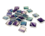 5Pcs/ 10 Pcs Fluorite Charms, Briolette Gemstone Charms, Silver Plated Jewelry Findings, Jewelry Supplies, 18x15mm - 18.5x15.5mm