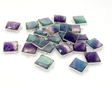 5Pcs/ 10 Pcs Fluorite Charms, Briolette Gemstone Charms, Silver Plated Jewelry Findings, Jewelry Supplies, 18x15mm - 18.5x15.5mm