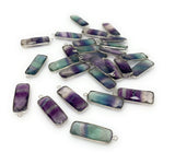 8 Pcs/ 10 Pcs Fluorite Charms, Gemstone Charms, Silver Plated Fluorite Bar Charms, Jewelry Supplies, 27.5x10mm - 29x10.5mm